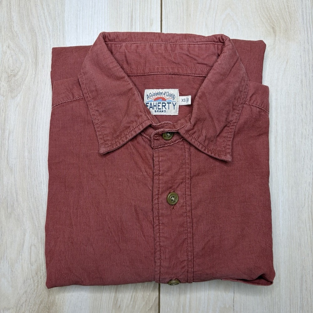Faherty Corduroy Shirt Mens XS Long Sleeve Button Up Red Cotton